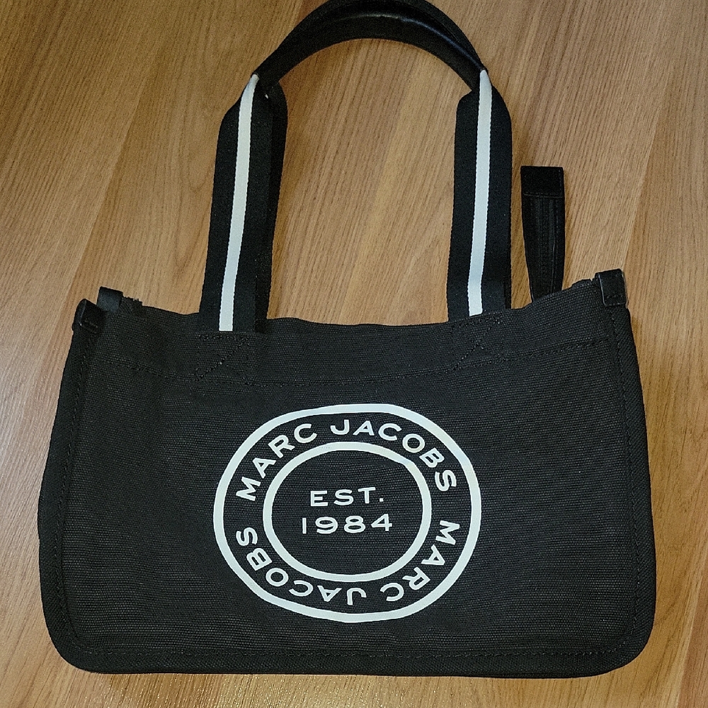 Marc Jacobs Black and White Logo Messenger Bag